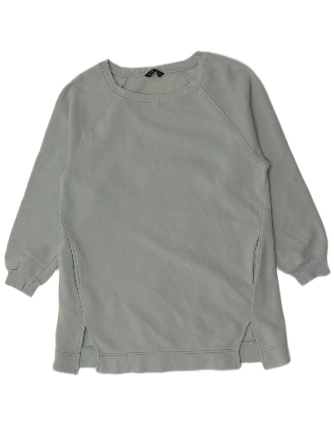 Marks & Spencer Damski sweter z długim rękawem, UK 14, średni niebieski, bawełniany
