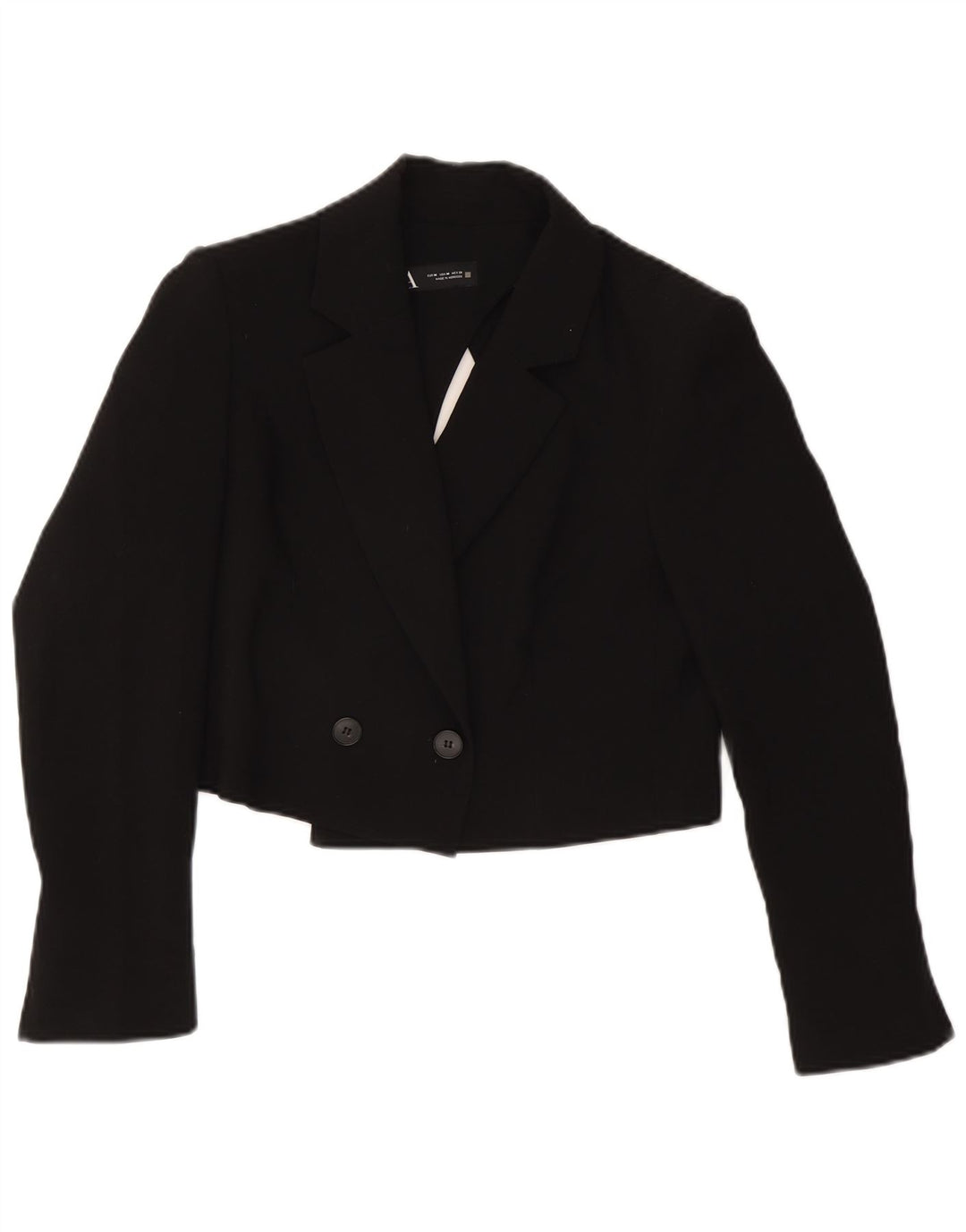 Damska marynarka Zara Crop Double Breasted Jacket UK 14, średni czarny octan
