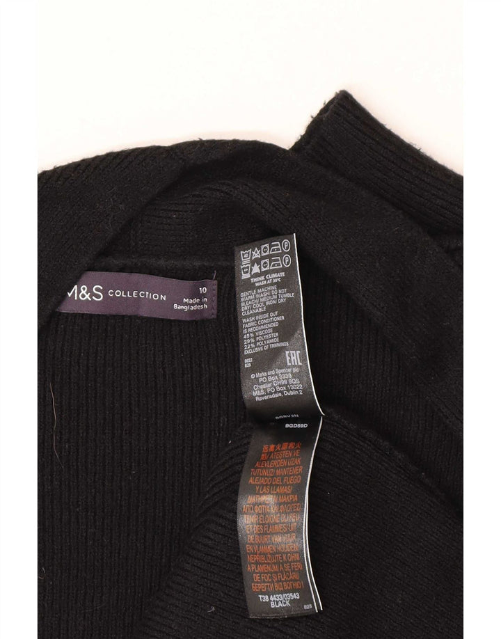 Marks & Spencer Damski sweter rozpinany o przedłużonym fasonie, UK 10, mały, czarny