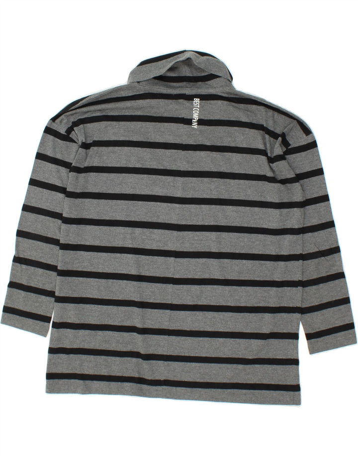 BEST COMPANY Womens Oversized Top Long Sleeve UK 16 Large Grey Striped Vintage Best Company and Second-Hand Best Company from Messina Hembry 