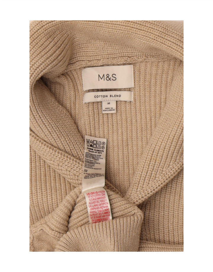 Marks & Spencer Męski sweter rozpinany, średni beż, poliester