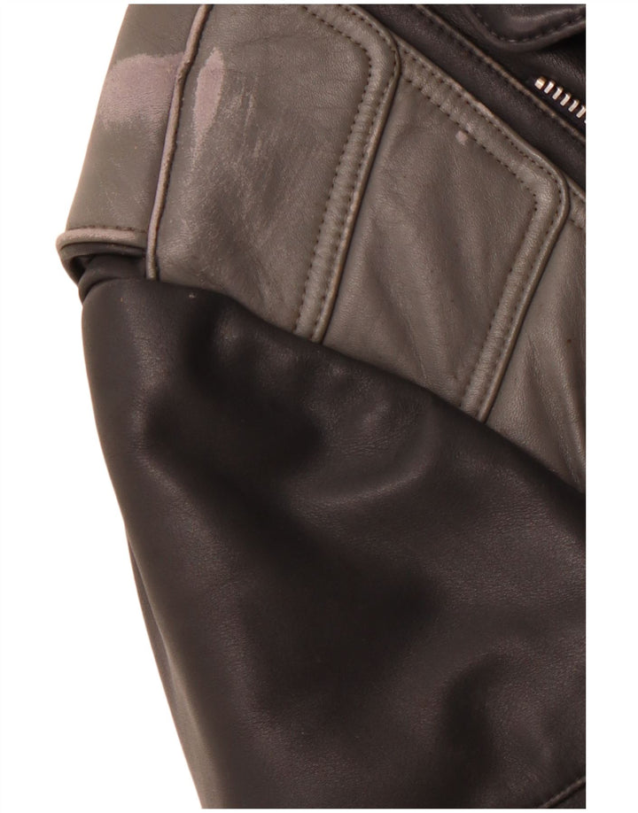 Męska skórzana kurtka motocyklowa MQP UK 46 3XL Czarna skóra z blokami kolorów