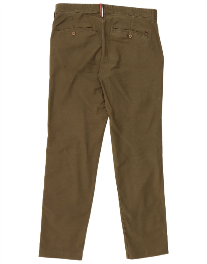 Męskie spodnie typu slim chino TOMMY HILFIGER W33 L31 khaki, bawełna
