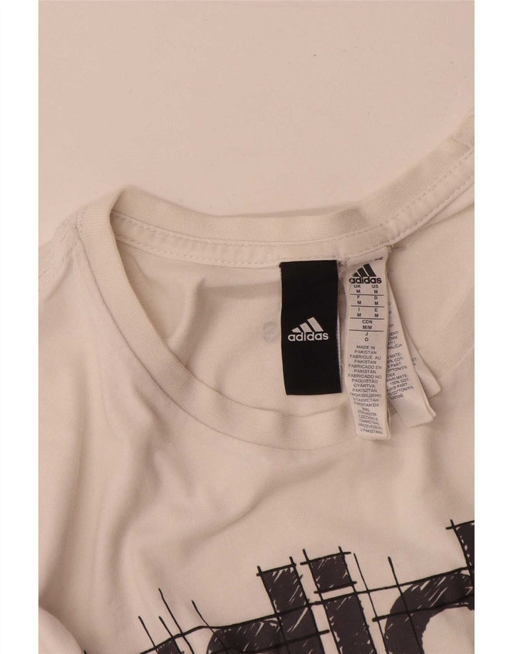 Męska koszulka z grafiką Adidas, średnia, biała bawełna