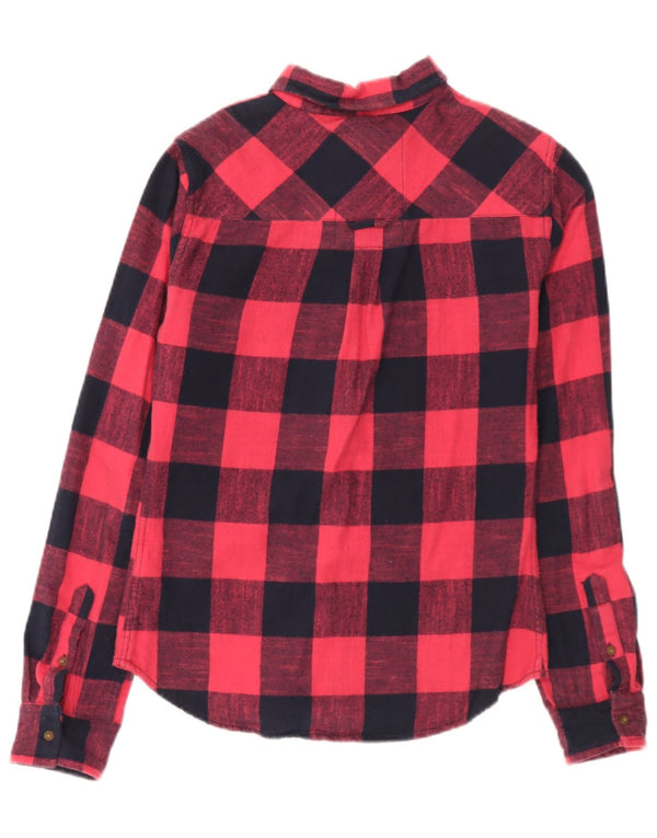 Damska koszula flanelowa Superdry o klasycznym kroju, UK 10, mała, bawełniana w czerwoną kratę