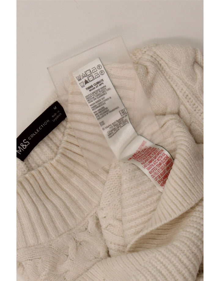 Marks & Spencer Damski sweter z golfem UK 14 Średni biały