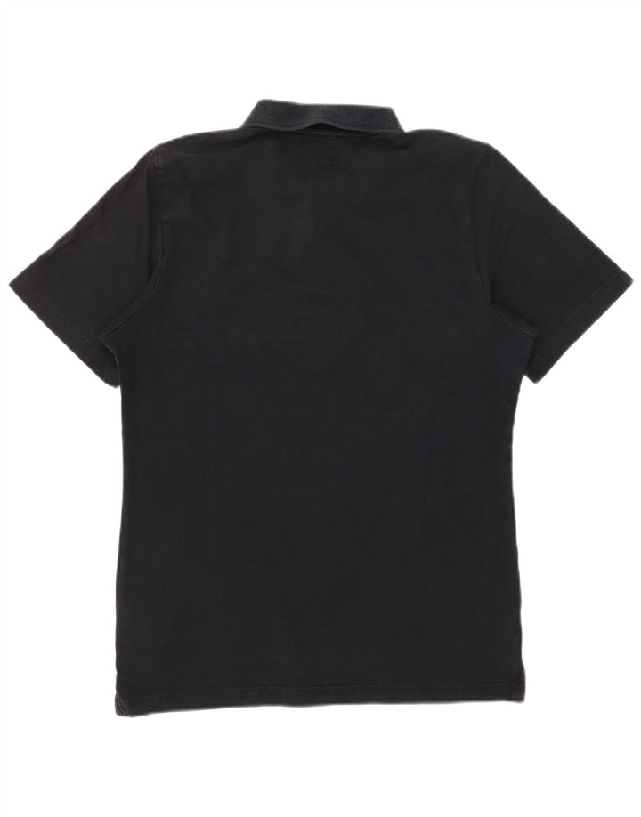 Męska koszulka polo ADIDAS, mała, czarna, bawełniana z blokami kolorów