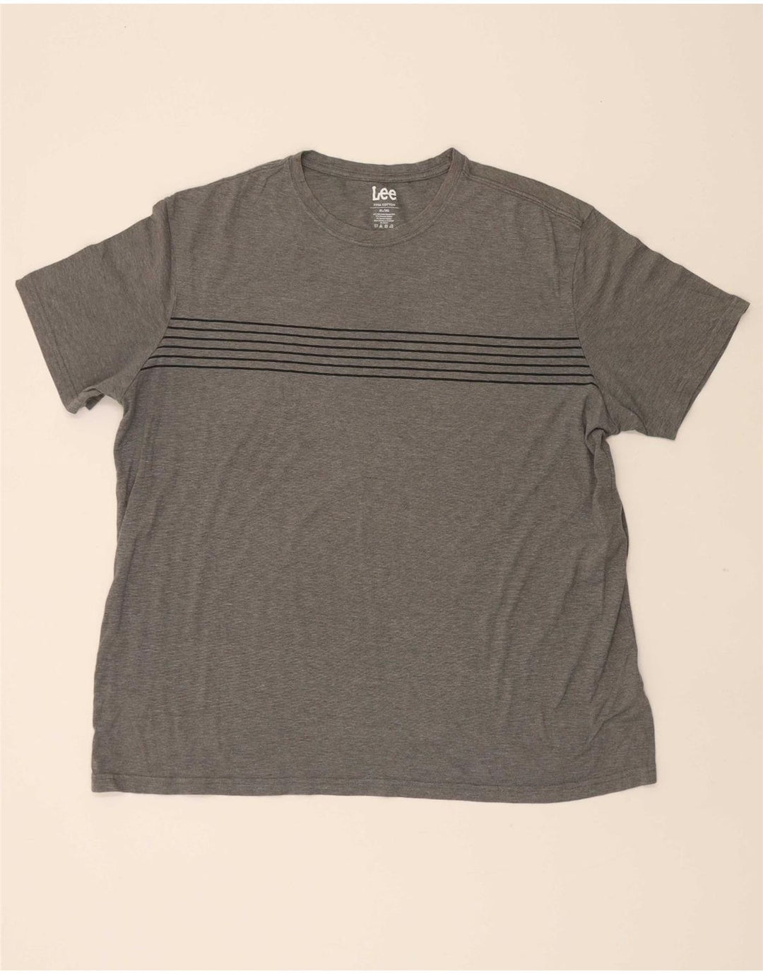 LEE Mens Graphic T-Shirt Top XL Grey Striped Cotton