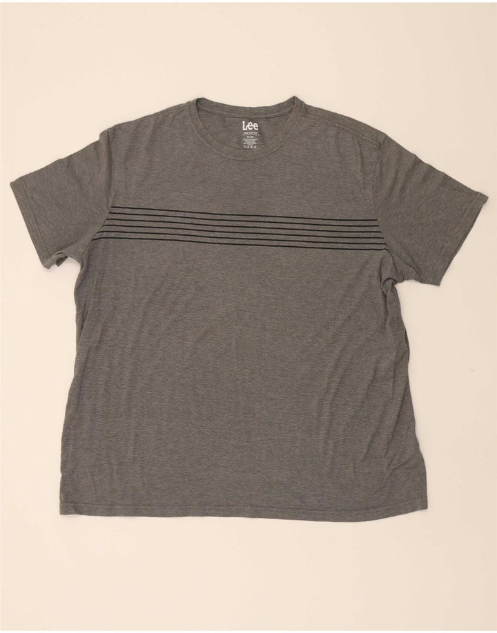 LEE Mens Graphic T-Shirt Top XL Grey Striped Cotton