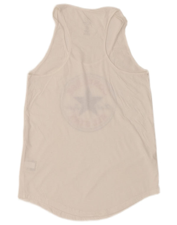 CONVERSE Womens Classic Fit Graphic Vest Top UK 6 XS White Cotton