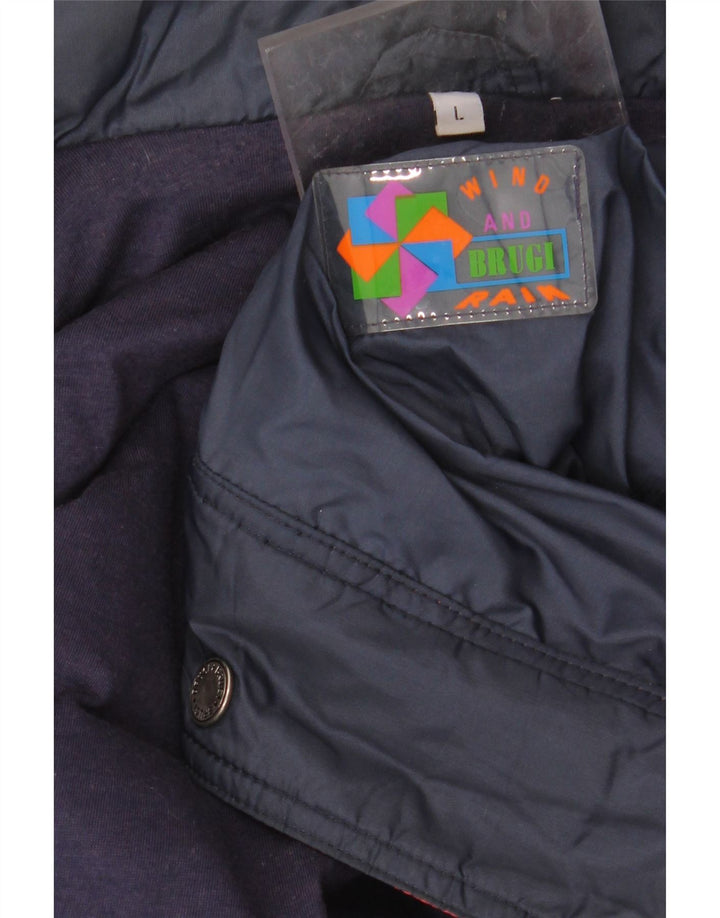 Męska kurtka wiatrówka BRUGI UK 40, duża, granatowa, z blokami kolorów