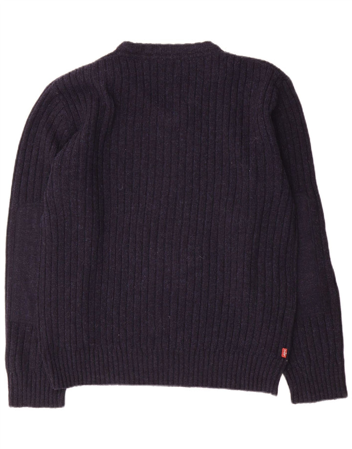 Męski sweter Levi's z dekoltem w kształcie litery V, duży, granatowy, wełniany