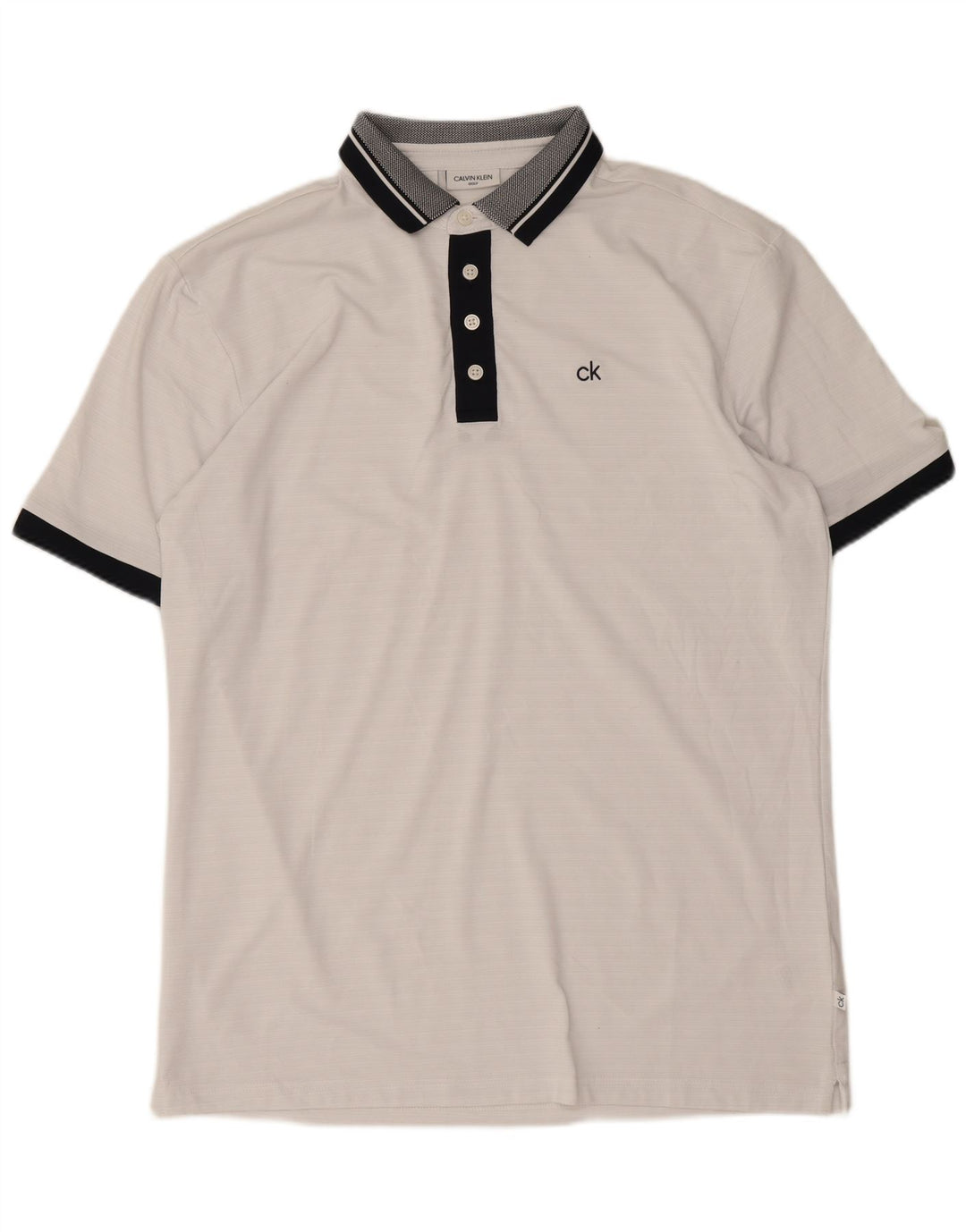 Męska koszulka polo do golfa Calvin Klein, poliester w kolorze średniej bieli