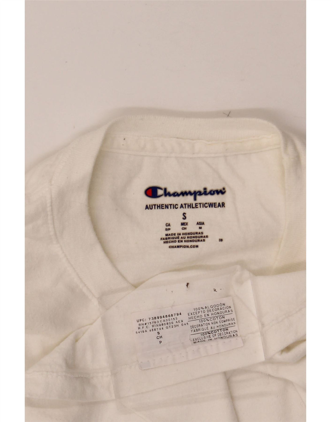 CHAMPION Mens Graphic T-Shirt Top Small White Cotton Vintage Champion and Second-Hand Champion from Messina Hembry 