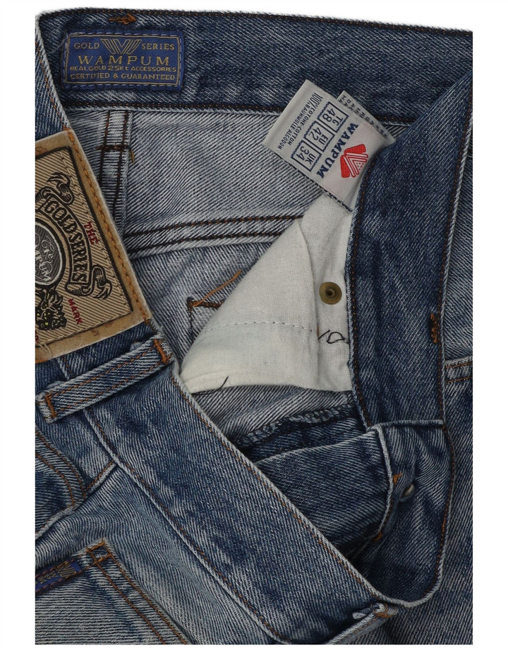 WAMPUM Mens Straight Jeans W34 L30 Blue Cotton