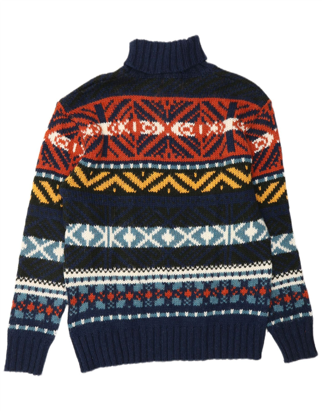 Męski sweter ZARA z wywijanym dekoltem XL, granatowy, akryl Fair Isle
