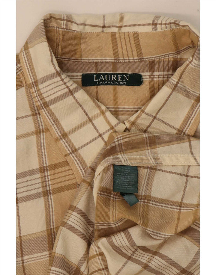 Męska koszula flanelowa Ralph Lauren w średnią beżową kratkę, bawełniana