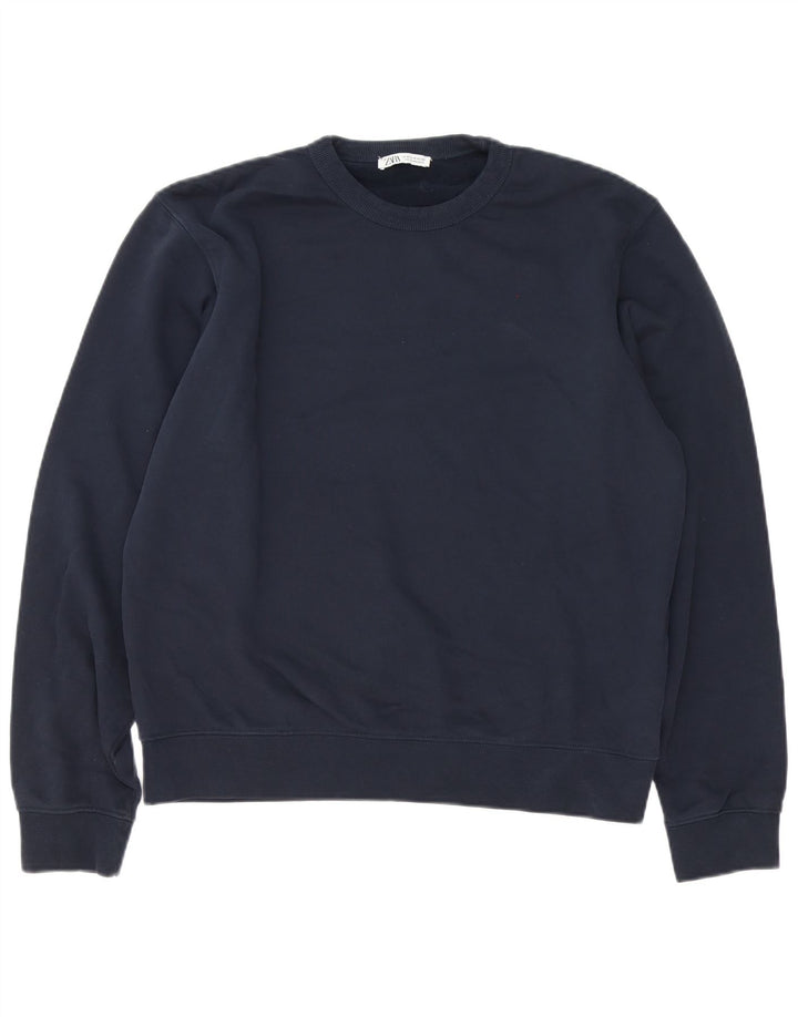 Damski sweter oversize Zara UK 14, średni granatowy, bawełniany