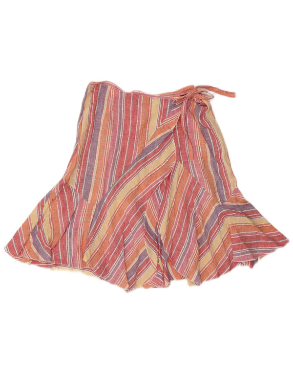 Damska spódnica kopertowa Max Mara UK 10 Small W27 Wielokolorowa lniana w paski