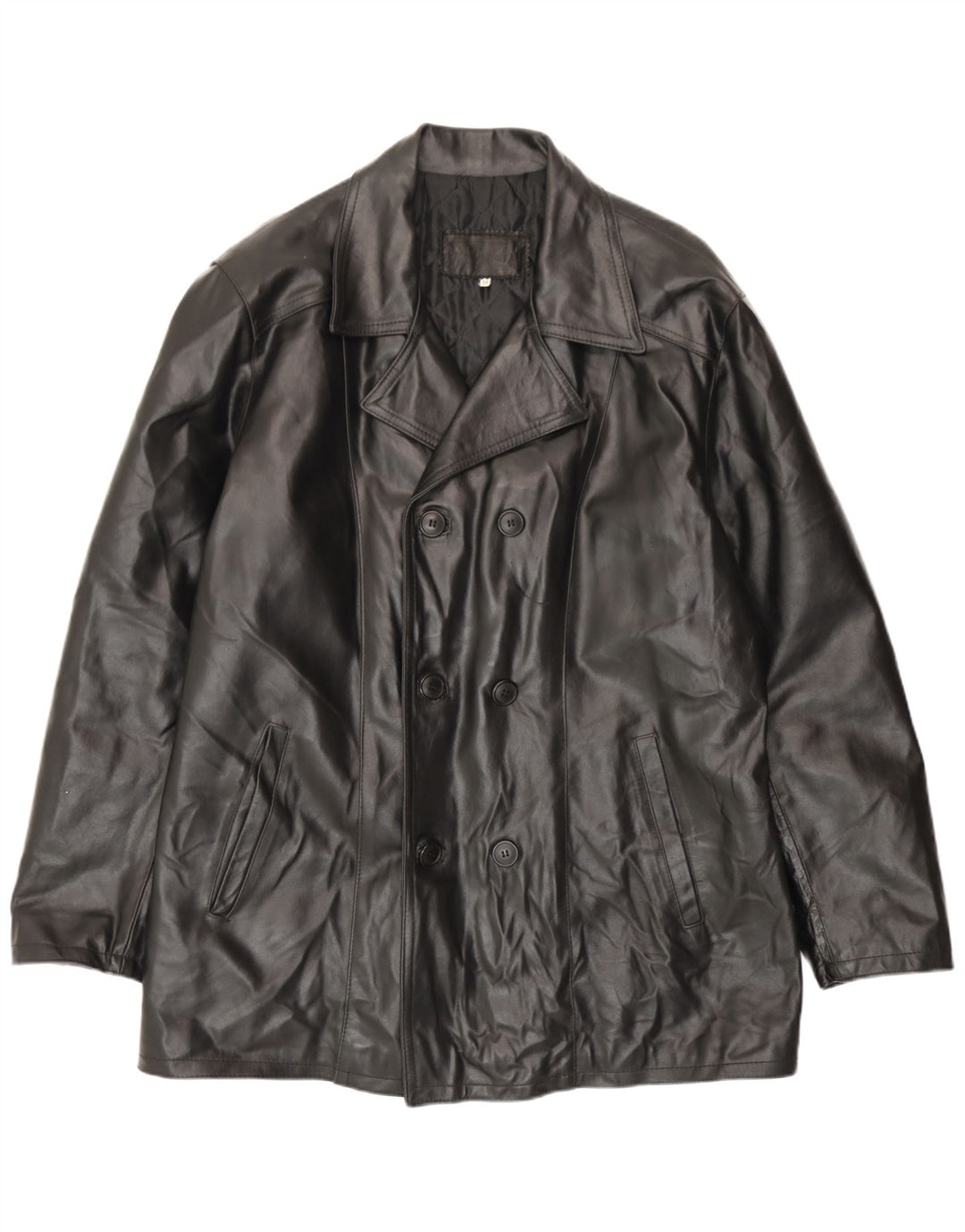 Męska kurtka skórzana z podwójnymi piersiami w stylu vintage IT 54 2XL Czarna skóra