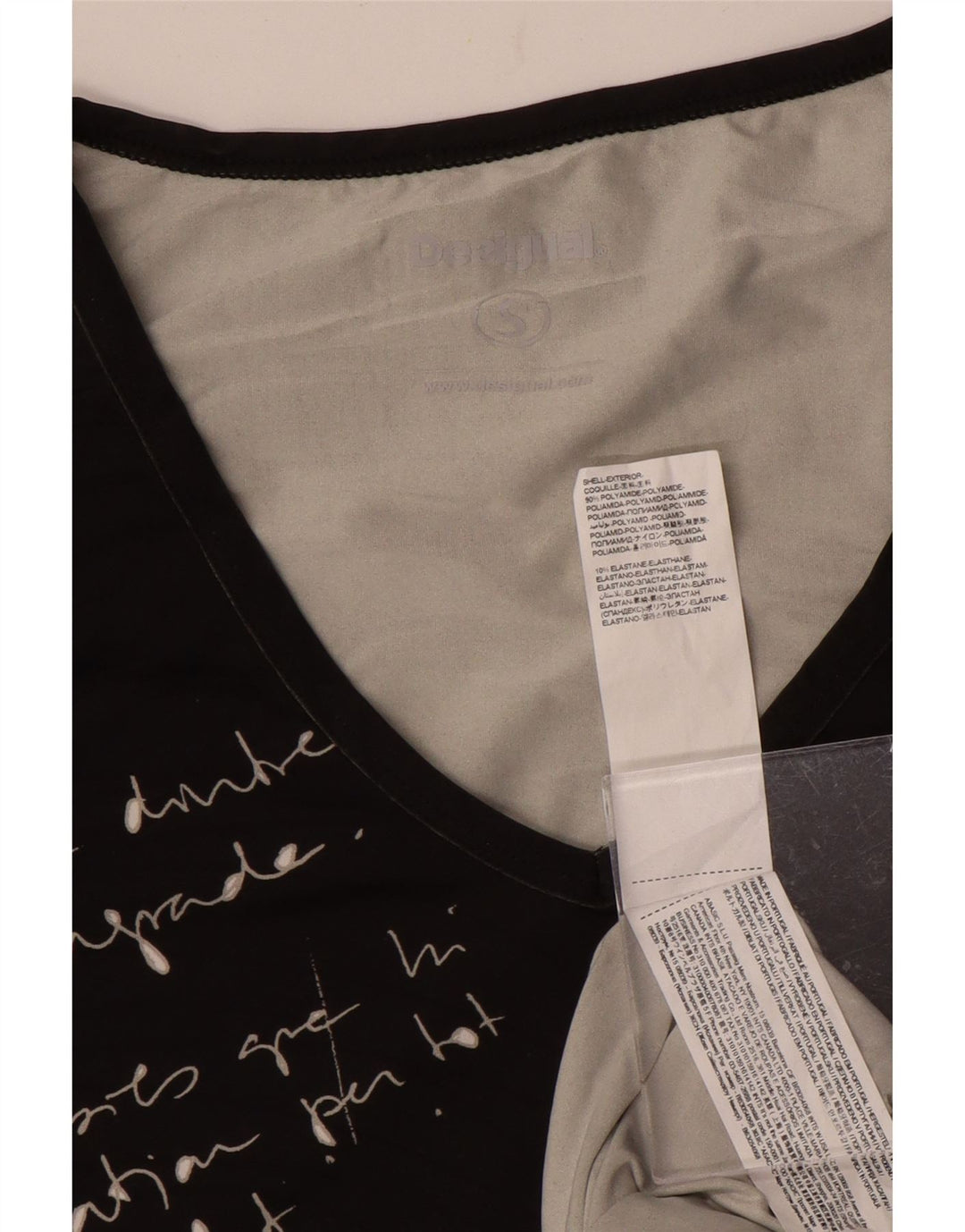 Damska koszulka z grafiką Desigual Top UK 10 Small, czarna, poliamid