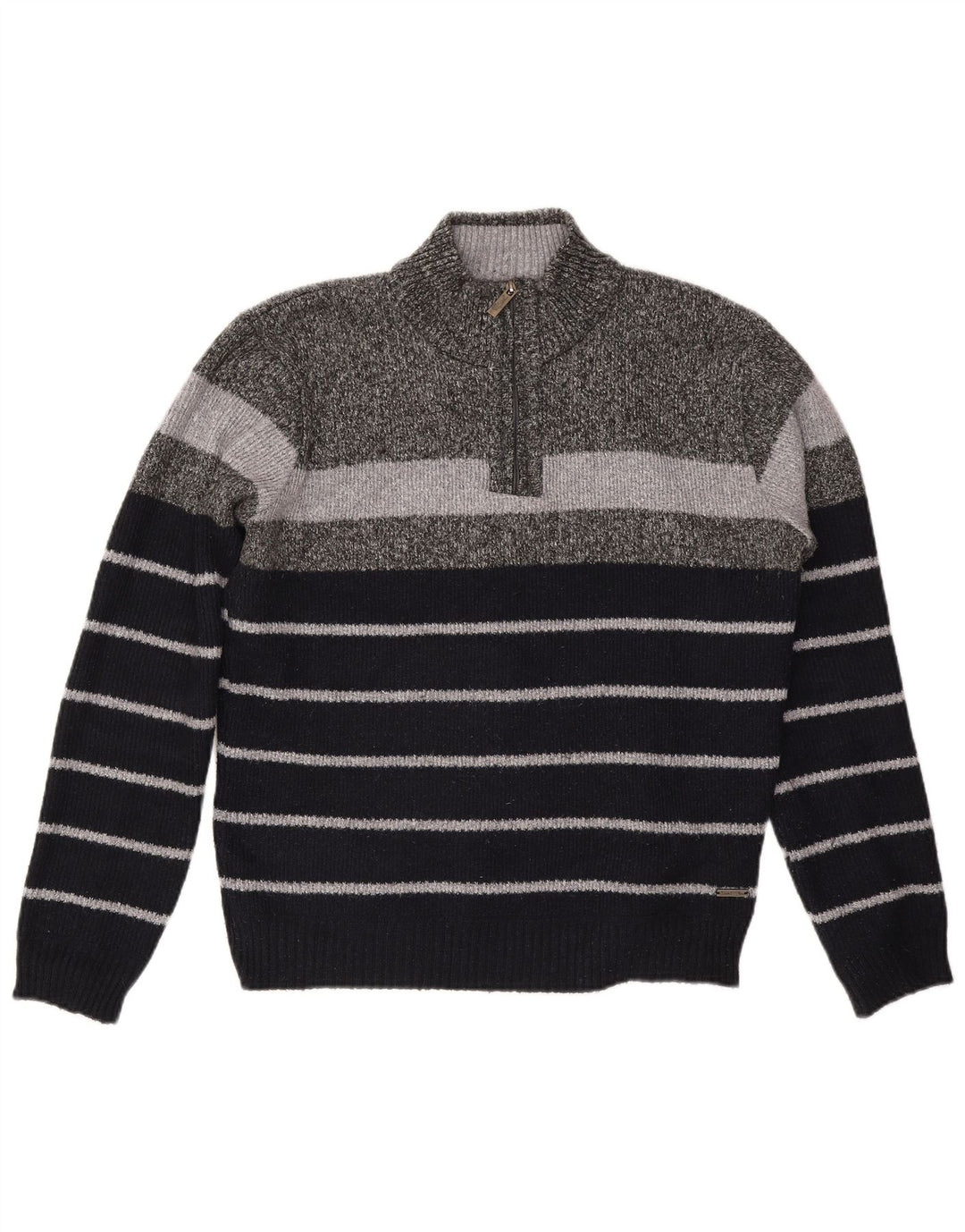 Męski sweter z zamkiem błyskawicznym Pierre Cardin XL, szary, poliestrowy w paski