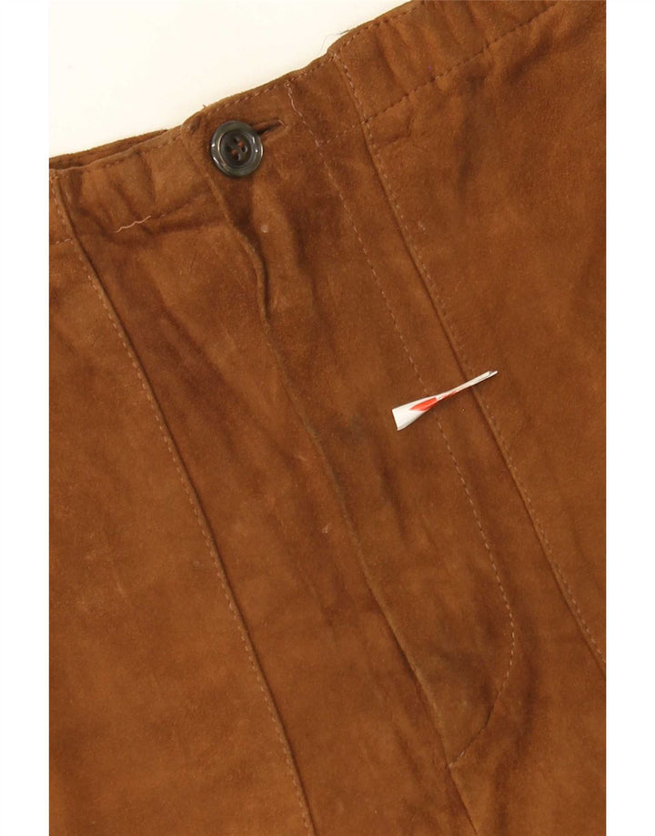 Vintage damskie proste zamszowe spodnie EU 40 Medium W28 L26 brązowe
