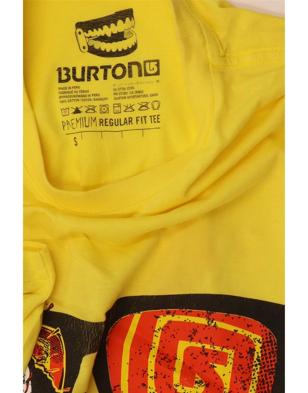 Męski T-shirt z grafiką Burton, mały, żółty, bawełniany