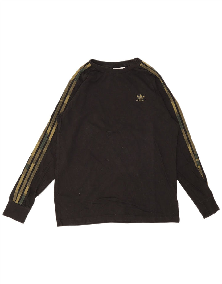 Męski top ADIDAS z długim rękawem, średni czarny, bawełniany