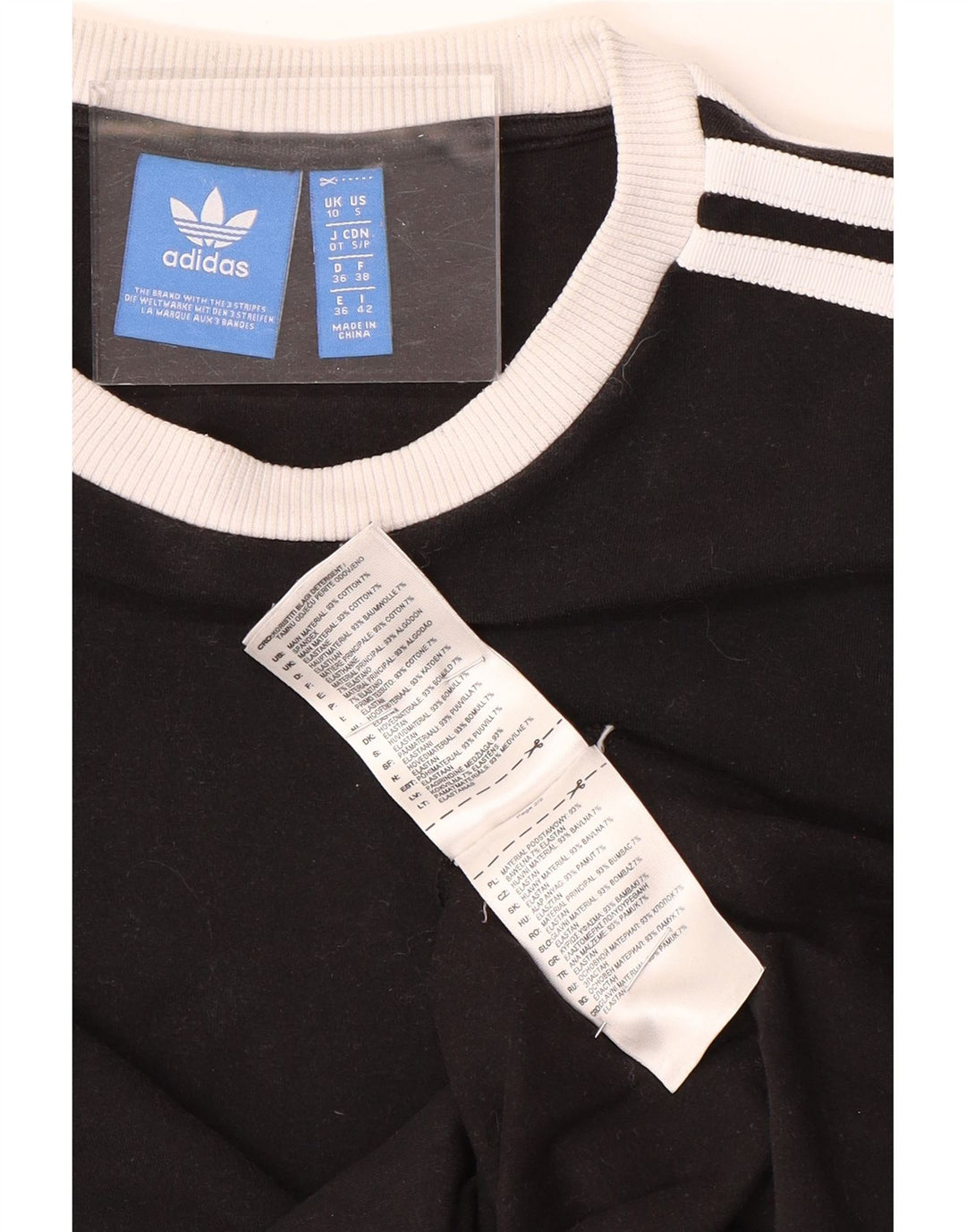 Damski top ADIDAS z długim rękawem UK 10, mały, czarny, bawełniany