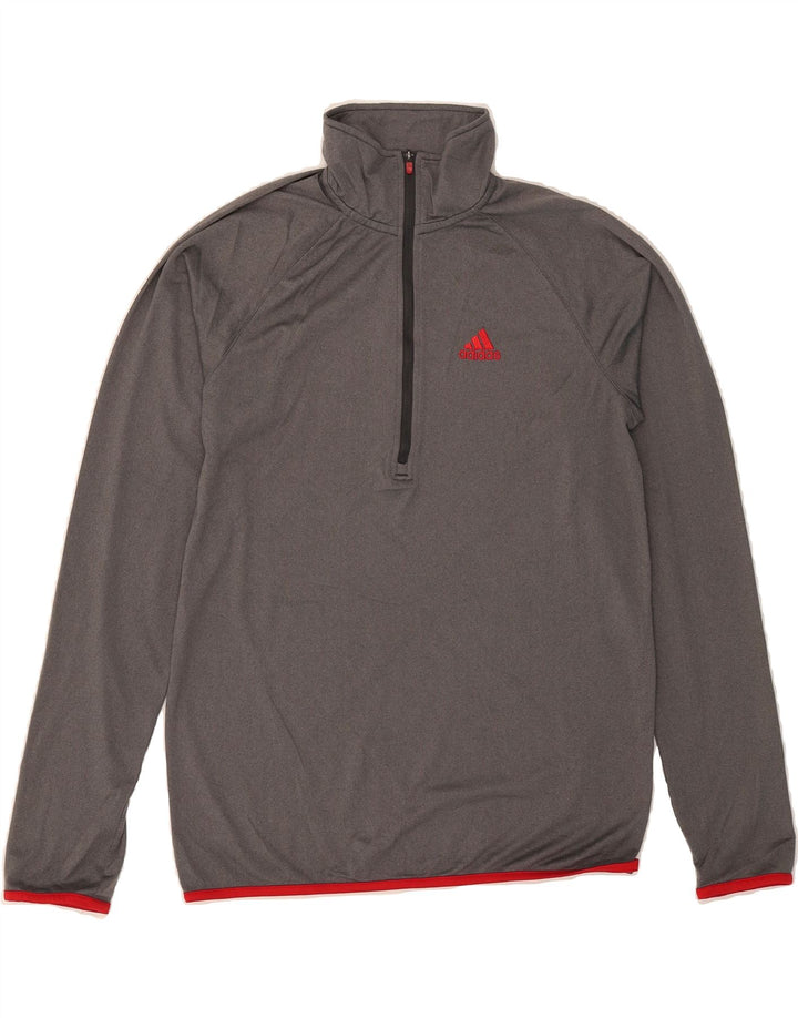 ADIDAS Mens Zip Neck Pullover Tracksuit Top Small Grey Polyester Vintage Adidas and Second-Hand Adidas from Messina Hembry 