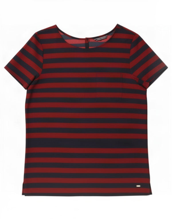 Damska bluzka Tommy Hilfiger Top US 8, poliester w średnie czerwone paski