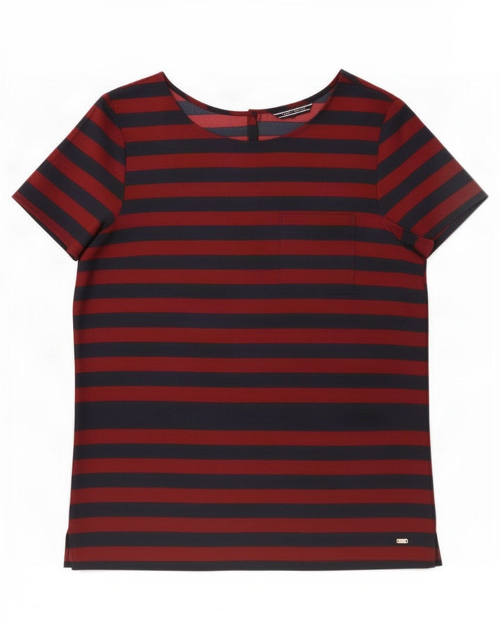Damska bluzka Tommy Hilfiger Top US 8, poliester w średnie czerwone paski