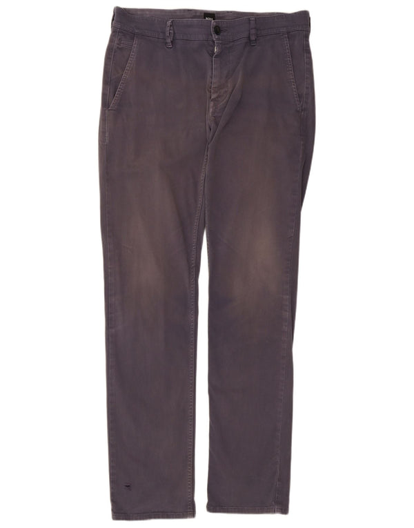 Hugo Boss Mens Slim Chino Trousers W32 L32 Grey Cotton