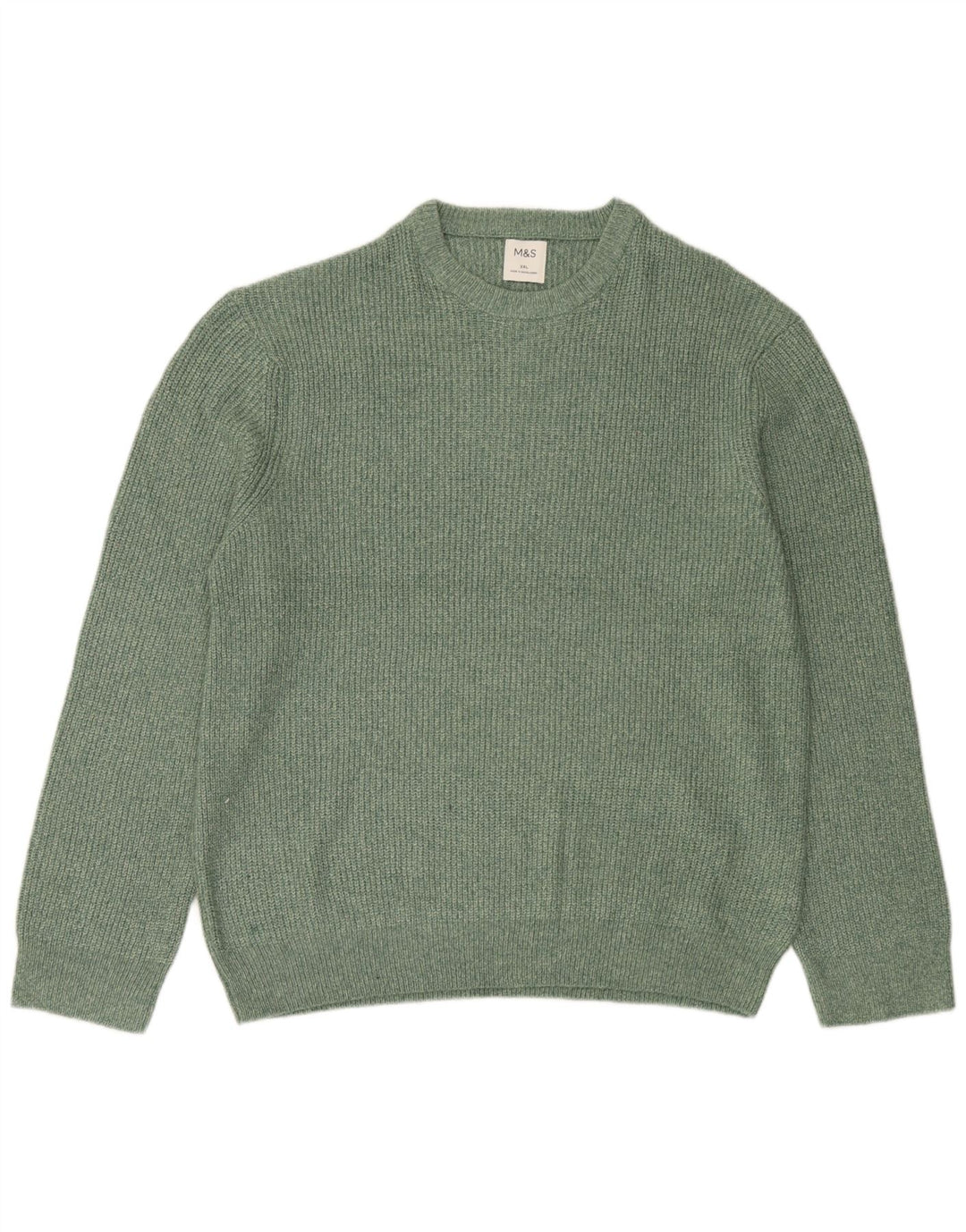 Marks & Spencer Męski sweter z okrągłym dekoltem 2XL Zielony poliamid