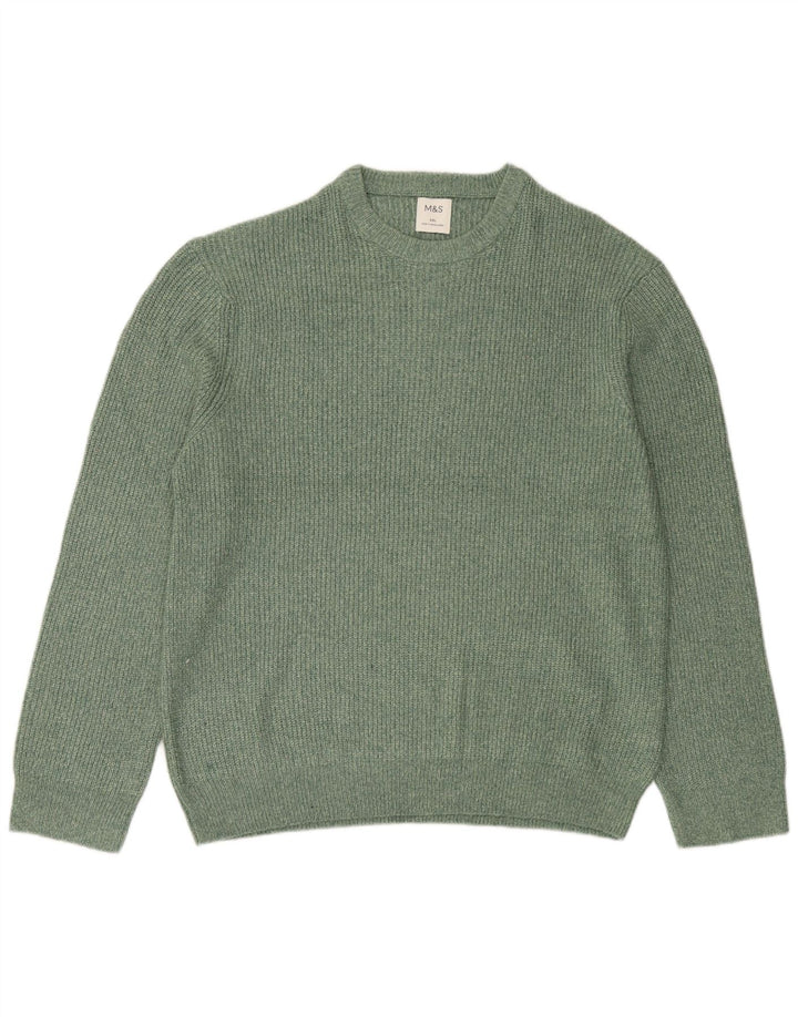 Marks & Spencer Męski sweter z okrągłym dekoltem 2XL Zielony poliamid