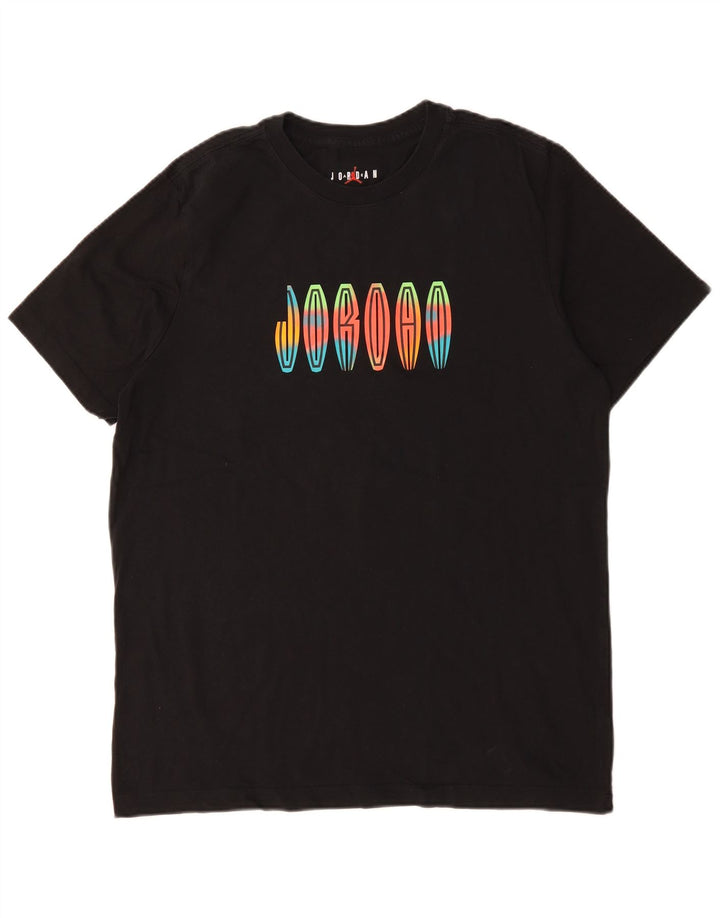 Męski T-shirt z grafiką JORDAN, duży, czarny, bawełniany