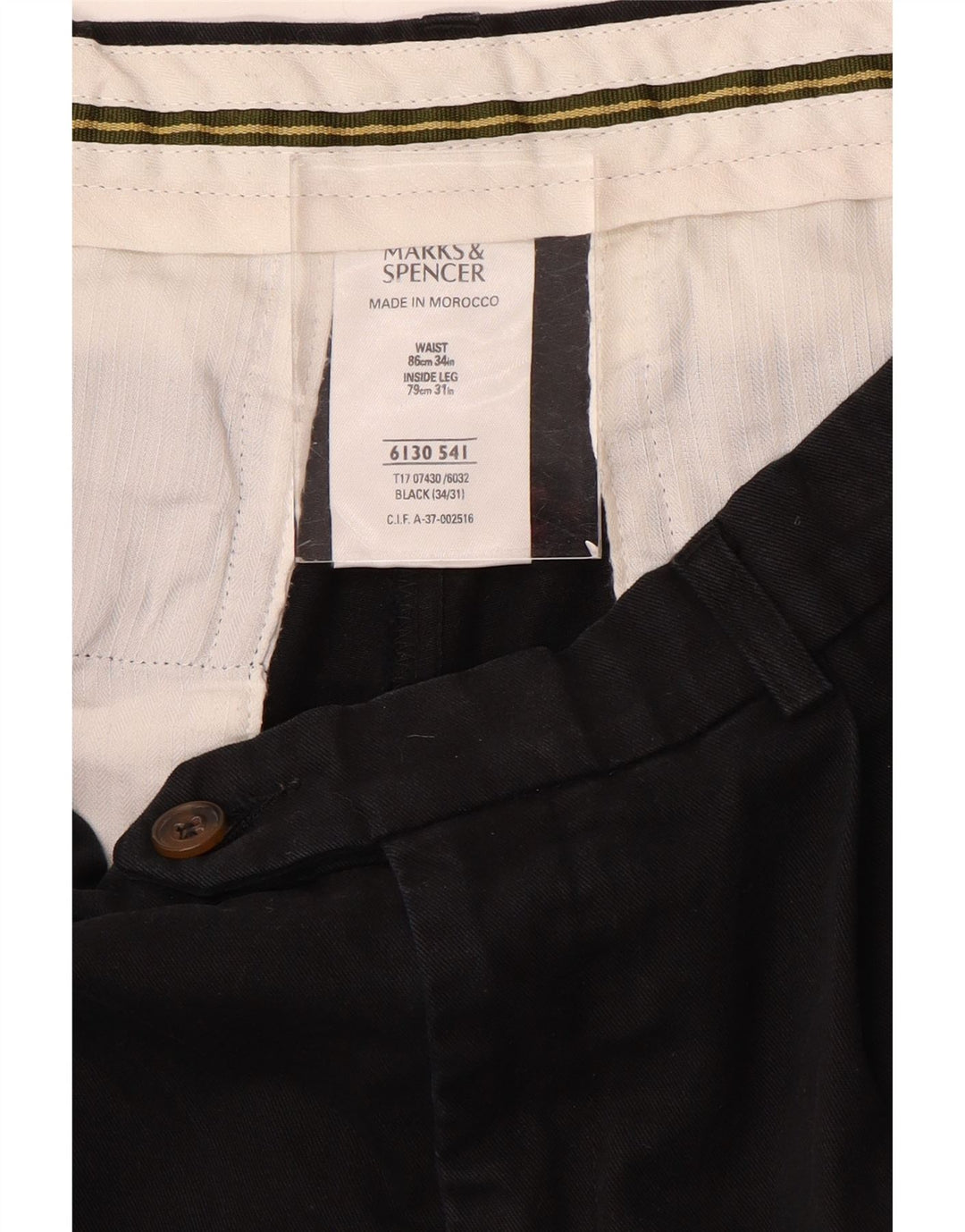 Marks & Spencer Męskie spodnie garniturowe W34 L31 Czarne bawełniane