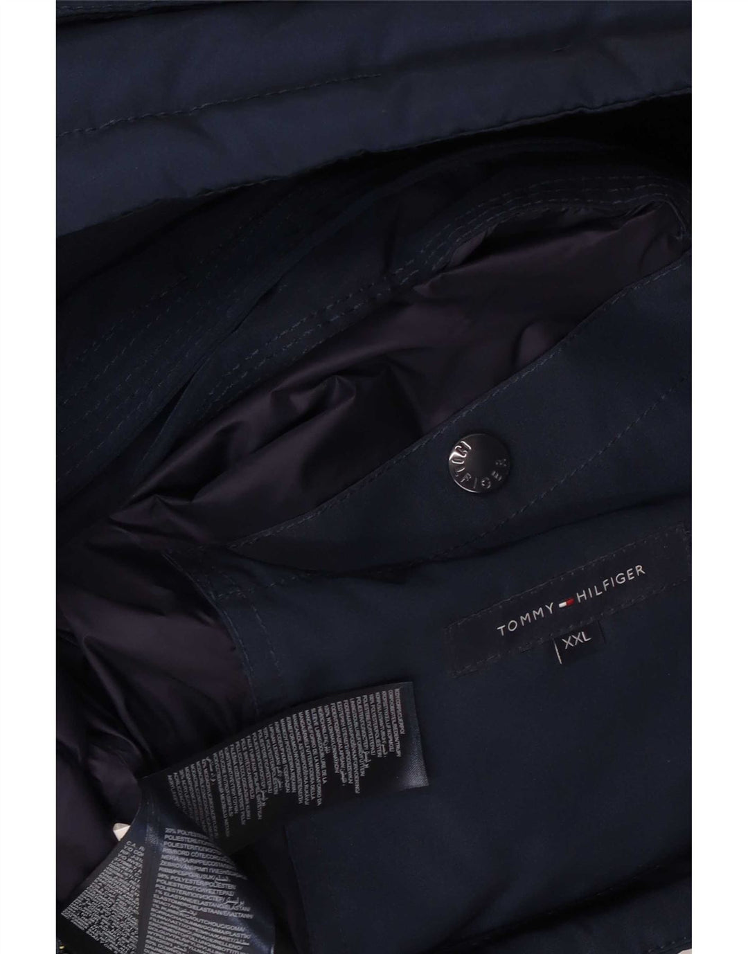 Męska ocieplana kurtka z kapturem Tommy Hilfiger UK 44 2XL Granatowy poliester
