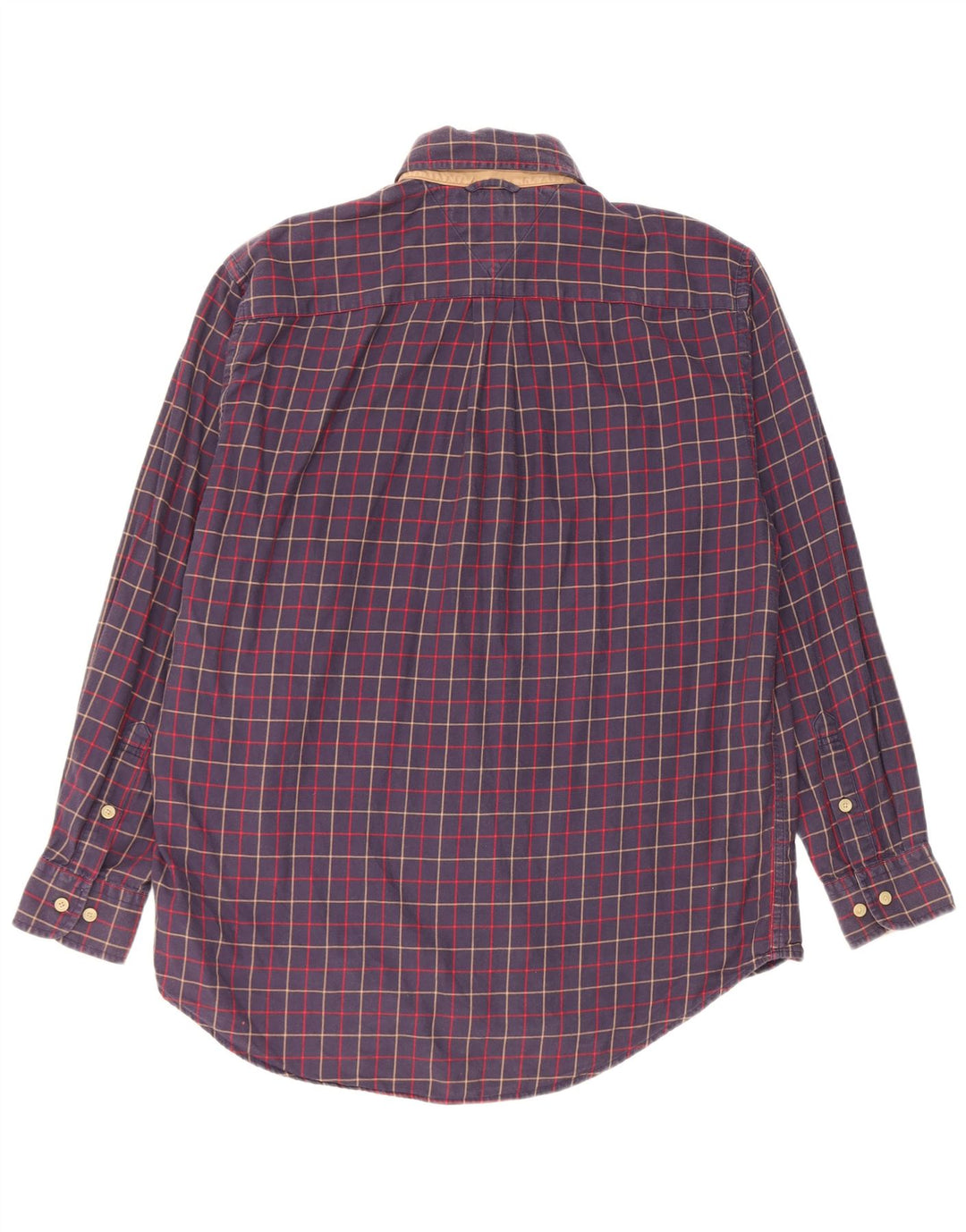 Męska koszula flanelowa Tommy Hilfiger w małą granatową kratkę, bawełniana