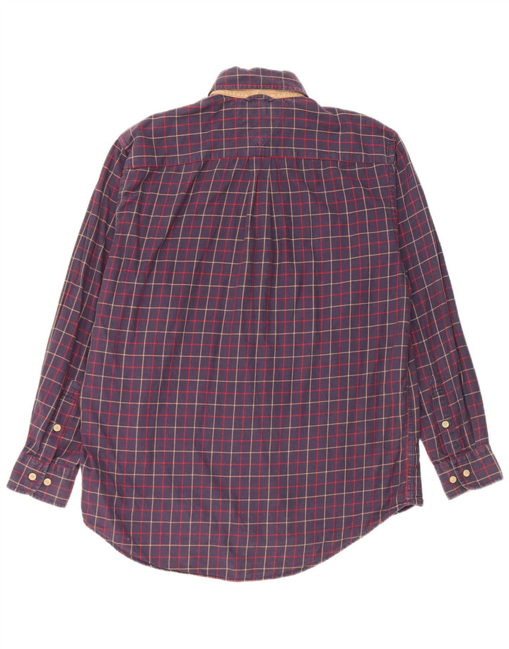 Męska koszula flanelowa Tommy Hilfiger w małą granatową kratkę, bawełniana