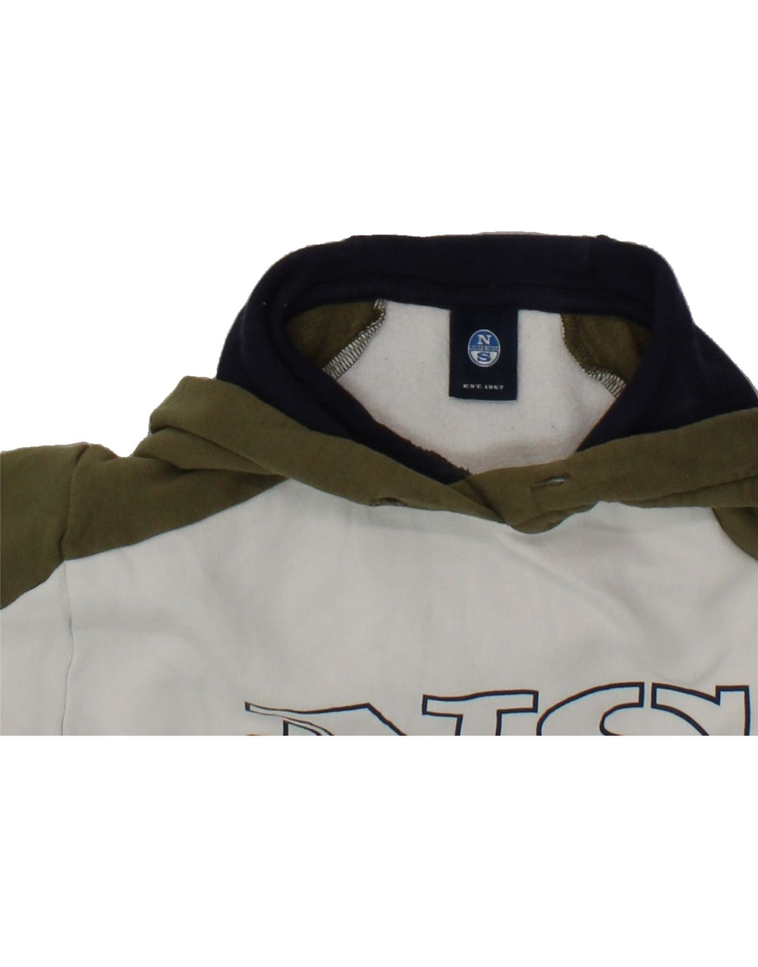 NORTH SAILS Mens Graphic Hoodie Jumper Small Multicoloured Colourblock Vintage North Sails and Second-Hand North Sails from Messina Hembry 