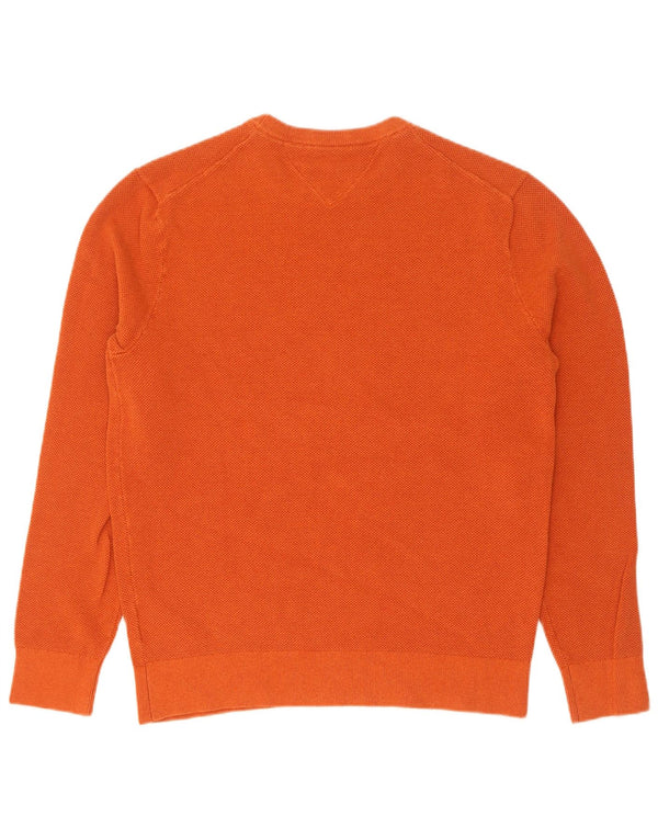 Tommy Hilfiger Mens Crew Neck Jumper Sweater Medium Orange Cotton