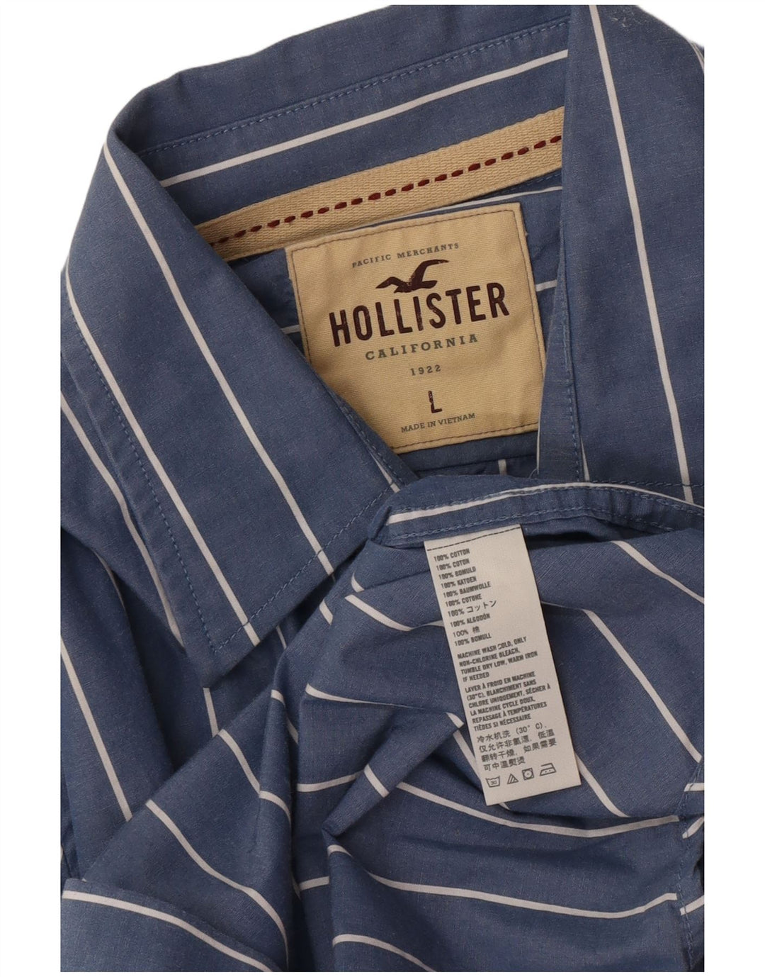 Koszula męska Hollister, duża, bawełniana w niebieskie paski