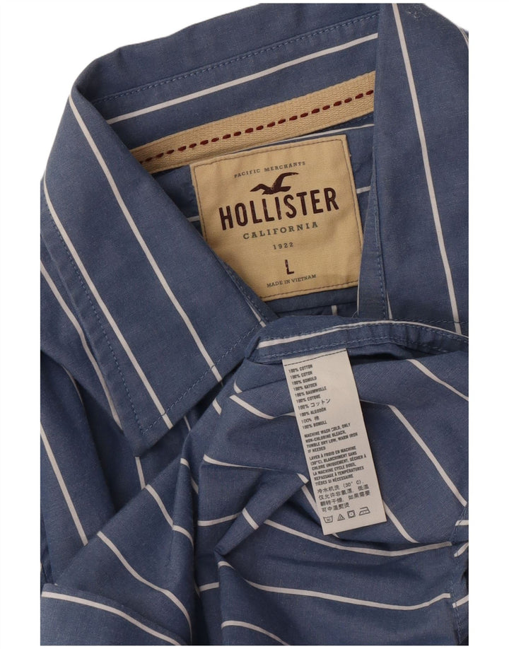 Koszula męska Hollister, duża, bawełniana w niebieskie paski