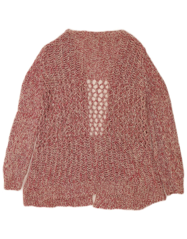Sweter damski Zara o luźnym kroju, z otwartym kardiganem UK 14, średni, różowy, nakrapiany