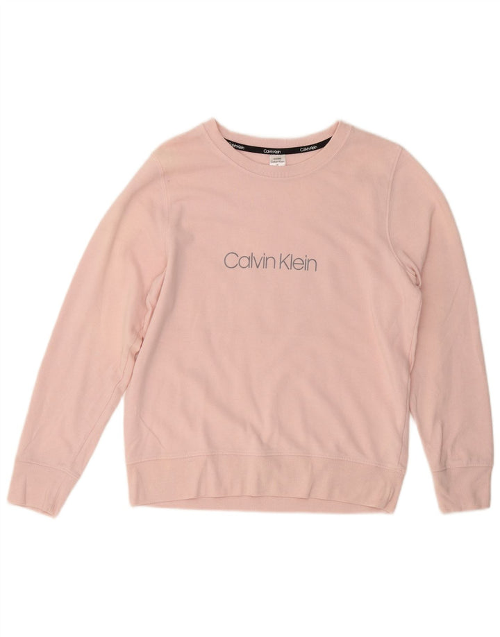 Damski sweter CALVIN KLEIN z grafiką UK 14, średni różowy, bawełniany