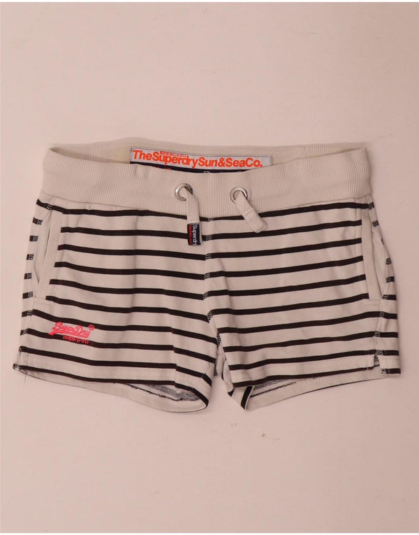 Damskie spodenki sportowe Superdry UK 6 XS w białe paski