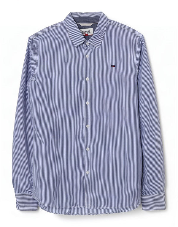Koszula męska Tommy Hilfiger o dopasowanym kroju, bawełniana w średnie niebieskie prążki