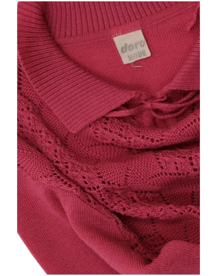 Damski sweter VINTAGE Crop Polo UK 16, duży, różowy